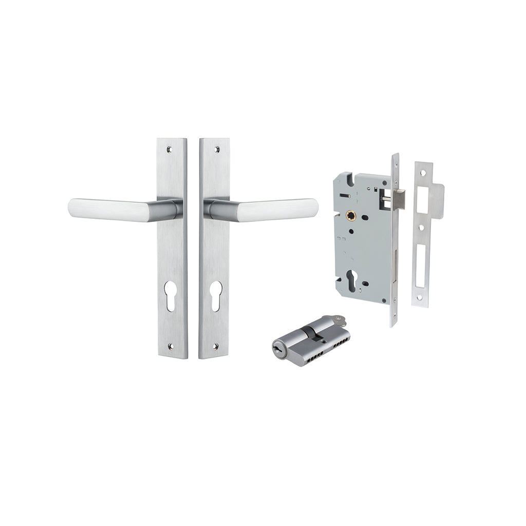Osaka Lever - Rectangular Backplate Brushed Chrome / Entrance / Entrance Kit Dual Function (Key-Key)