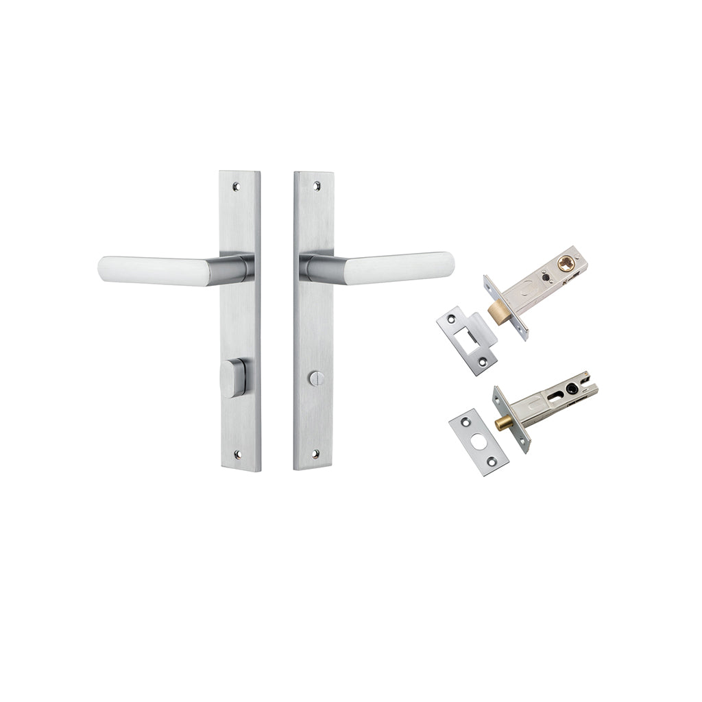 Osaka Lever - Rectangular Backplate Brushed Chrome / Privacy / Separate Privacy Kit