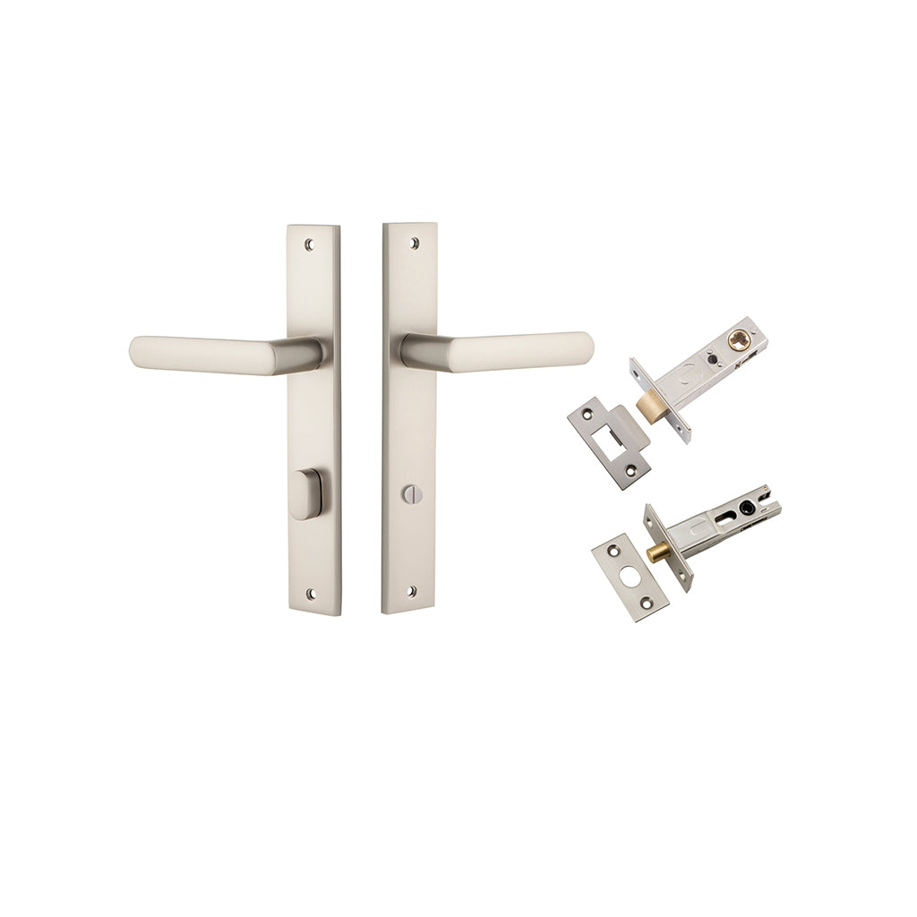 Osaka Lever - Rectangular Backplate Satin Nickel / Privacy / Separate Privacy Kit