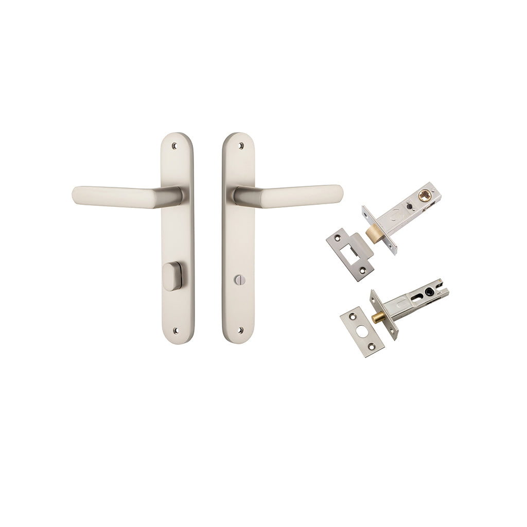 Osaka Lever - Oval Backplate Satin Nickel / Privacy / Separate Privacy Kit