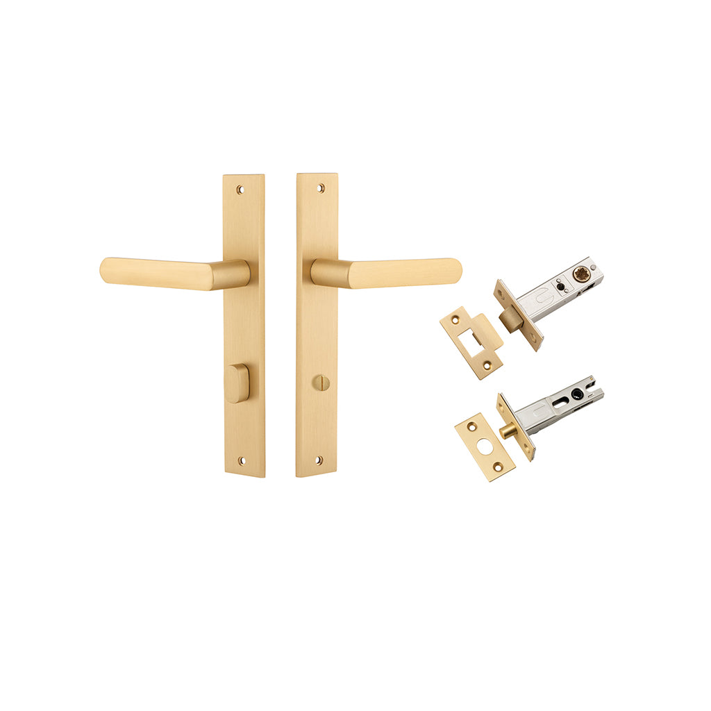 Osaka Lever - Rectangular Backplate Brushed Brass / Privacy / Separate Privacy Kit