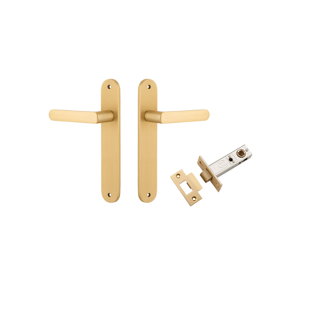 Osaka Lever - Oval Backplate Brushed Brass / Passage / Passage Kit