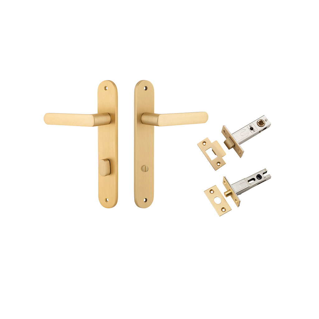 Osaka Lever - Oval Backplate Brushed Brass / Privacy / Separate Privacy Kit