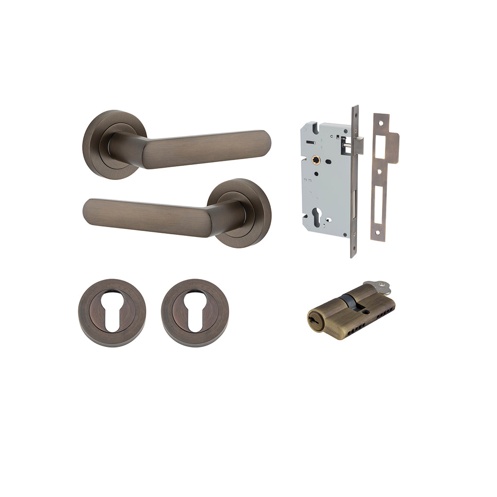Osaka Lever - Round Rose Signature Brass / Entrance / Entrance Kit Dual Function (Key-Key)