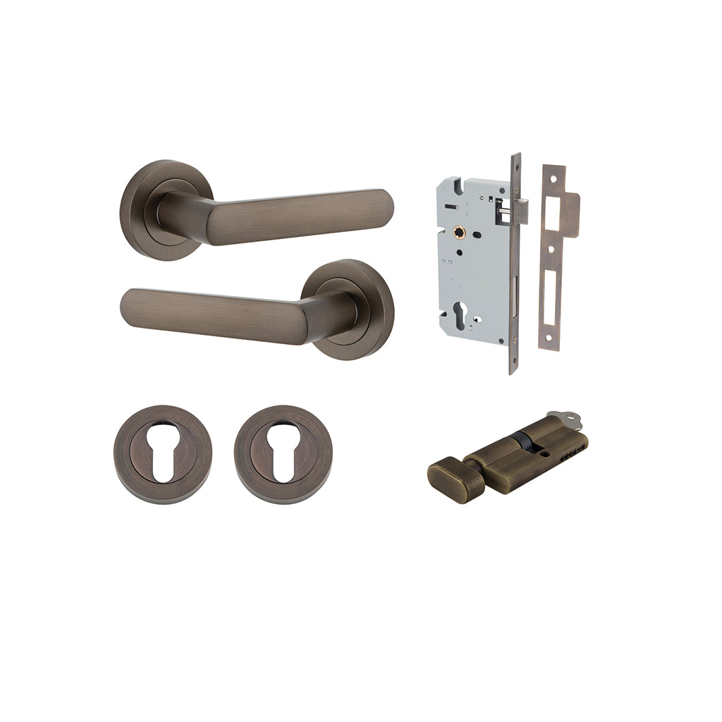 Osaka Lever - Round Rose Signature Brass / Entrance / Entrance Kit (Key-Thumb)