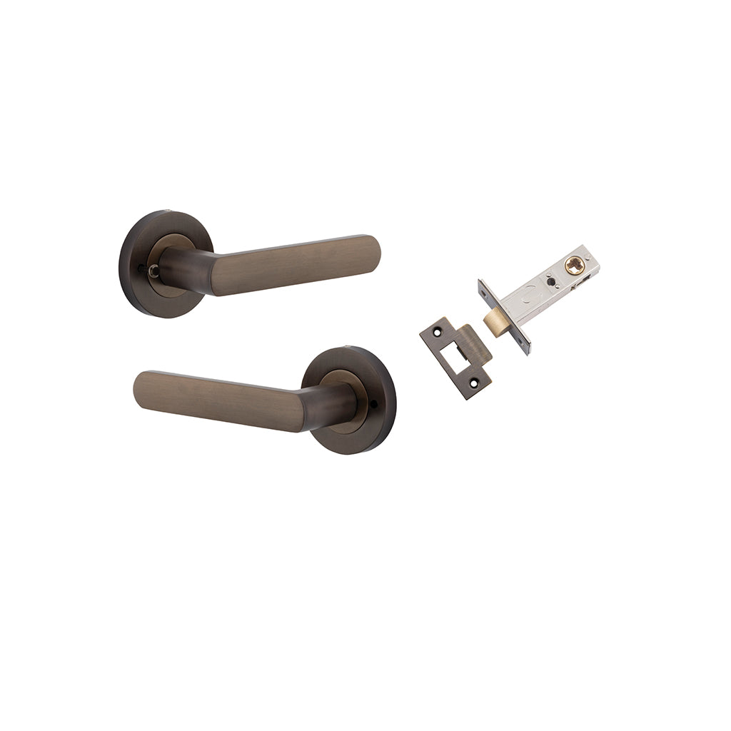 Osaka Lever - Round Rose Signature Brass / Privacy / Inbuilt Privacy Kit