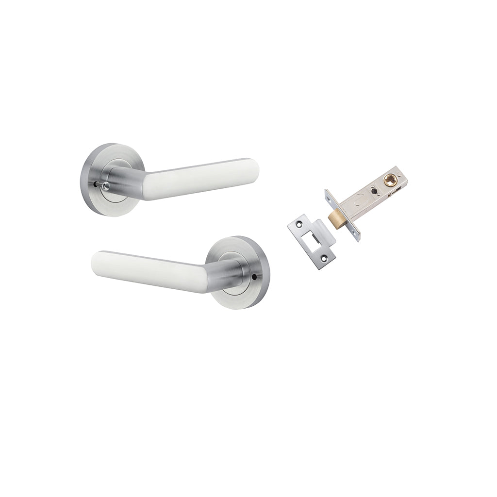 Osaka Lever - Round Rose Brushed Chrome / Privacy / Inbuilt Privacy Kit