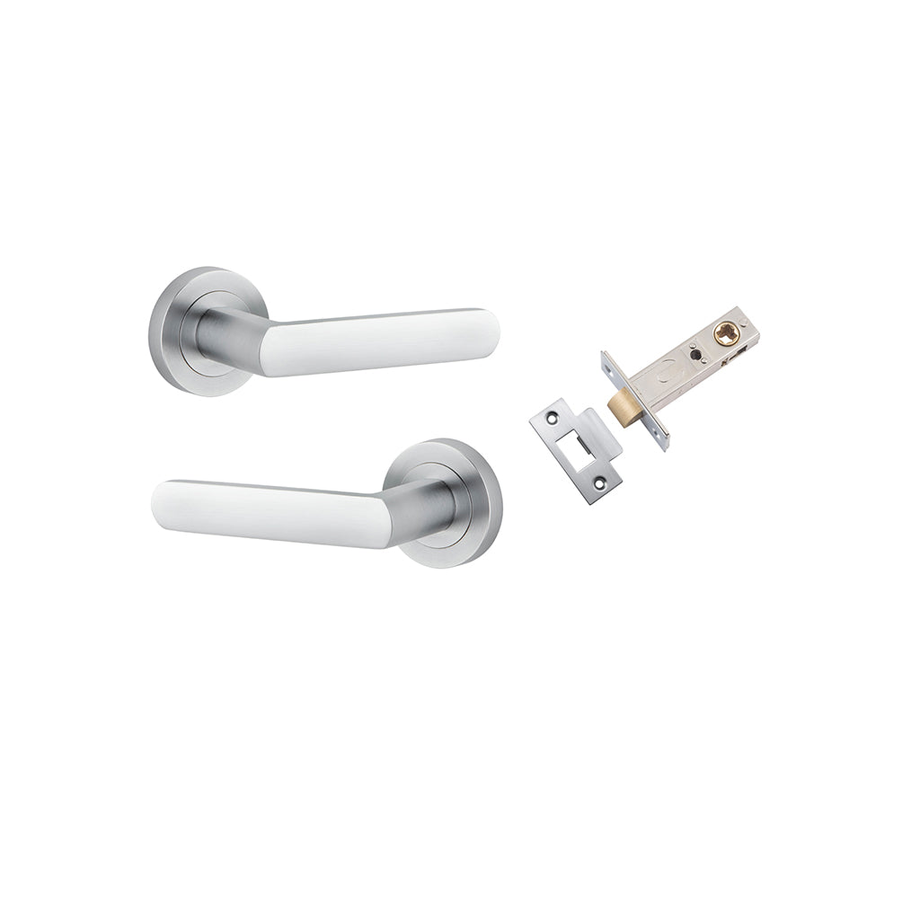 Osaka Lever - Round Rose Brushed Chrome / Passage / Passage Kit