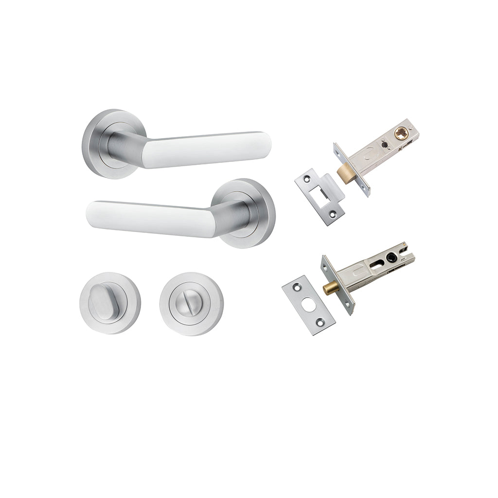 Osaka Lever - Round Rose Brushed Chrome / Privacy / Separate Privacy Kit