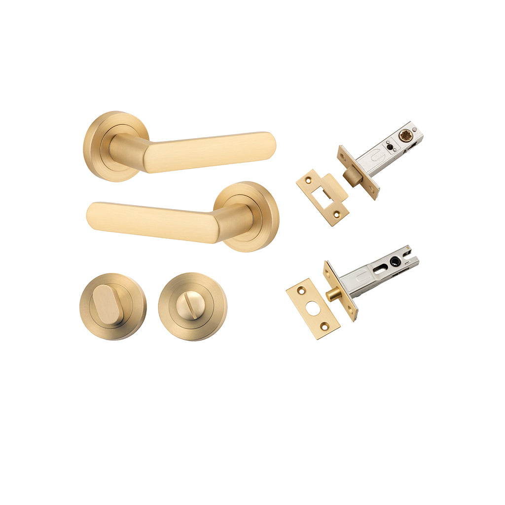 Osaka Lever - Round Rose Brushed Brass / Privacy / Separate Privacy Kit