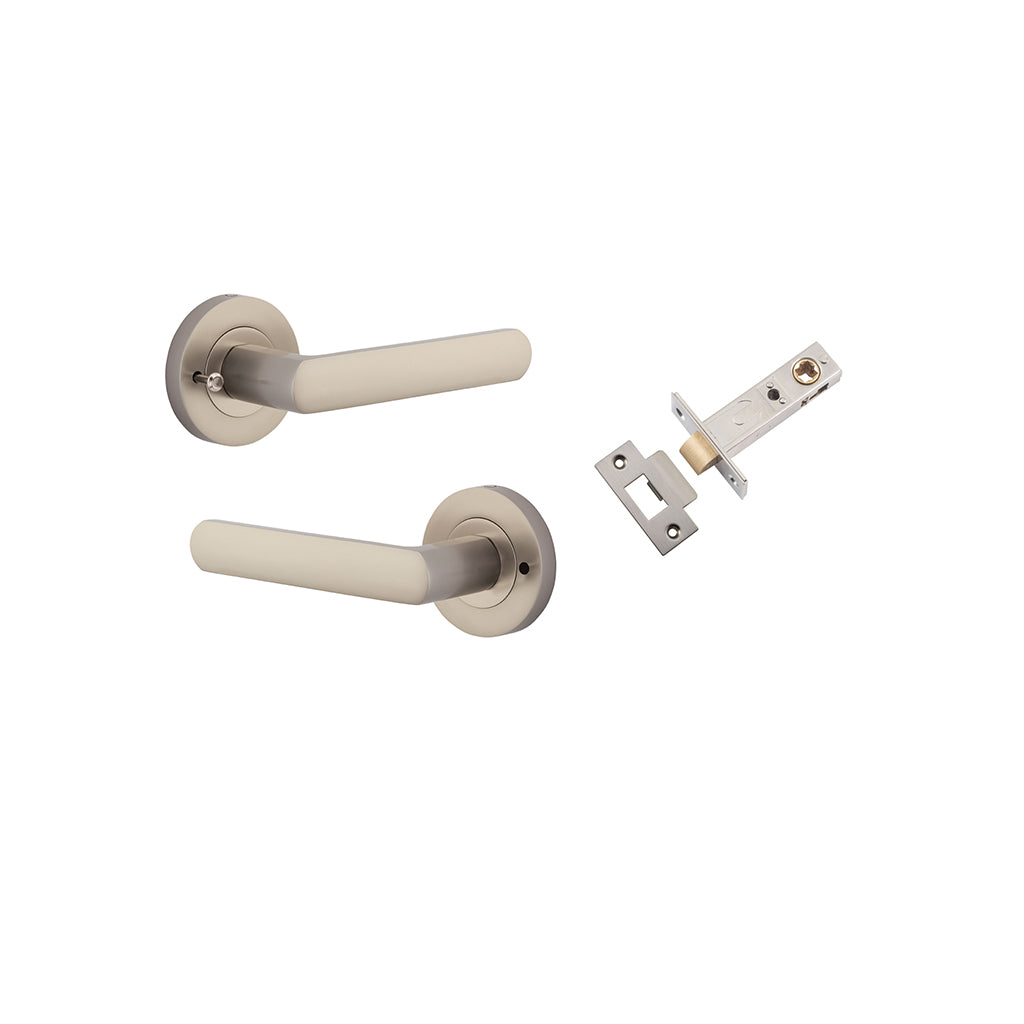 Osaka Lever - Round Rose Satin Nickel / Privacy / Inbuilt Privacy Kit