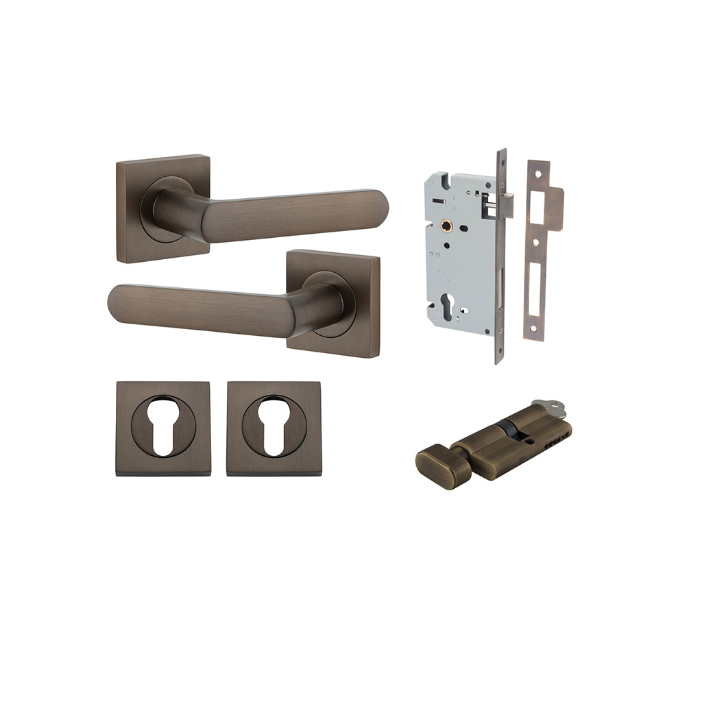 Osaka Lever - Square Rose Signature Brass / Entrance / Entrance Kit (Key-Thumb)