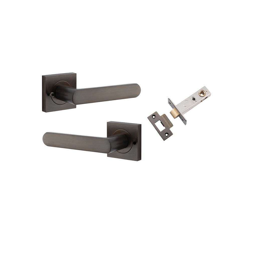 Osaka Lever - Square Rose Signature Brass / Privacy / Inbuilt Privacy Kit