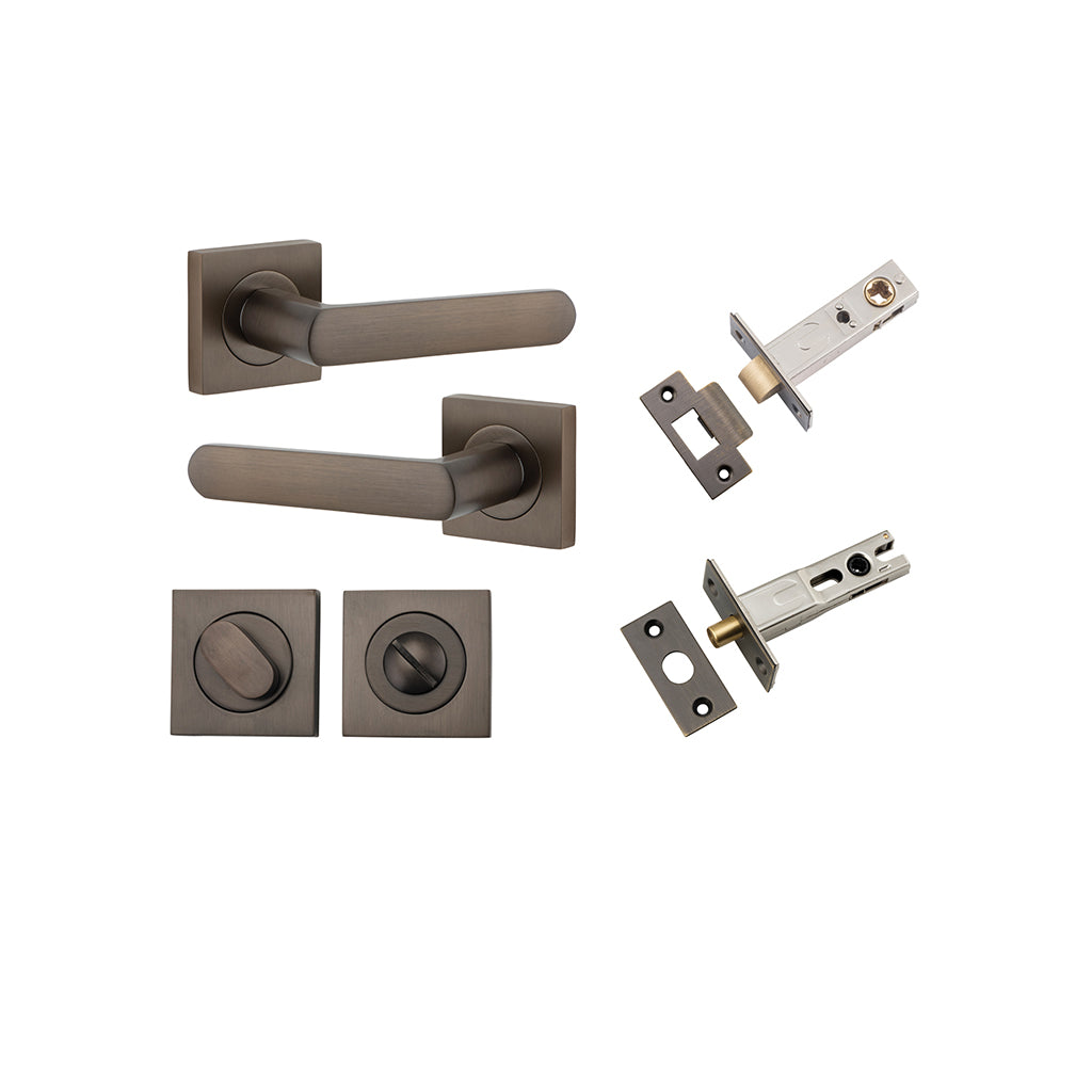 Osaka Lever - Square Rose Signature Brass / Privacy / Separate Privacy Kit
