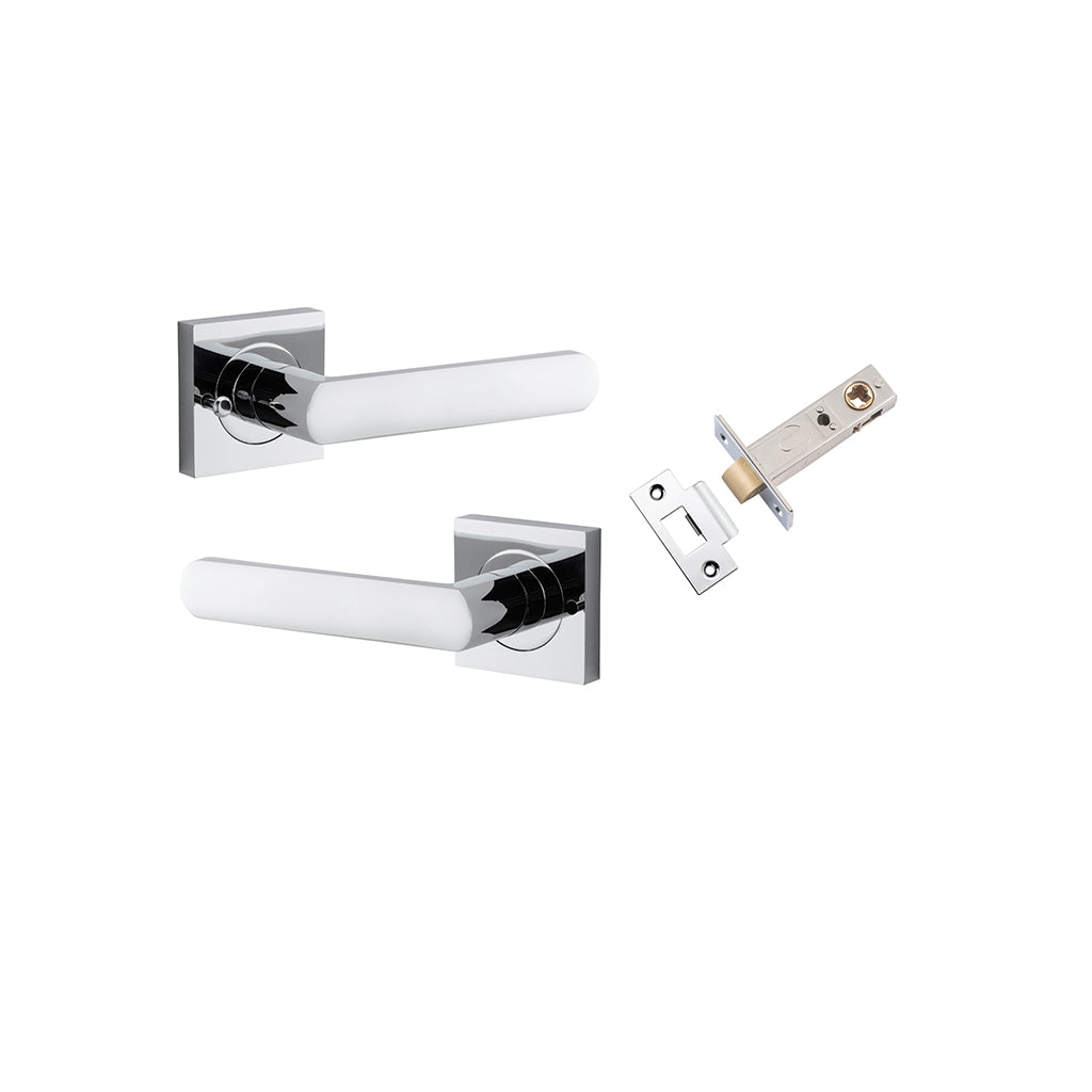 Osaka Lever - Square Rose Polished Chrome / Privacy / Inbuilt Privacy Kit