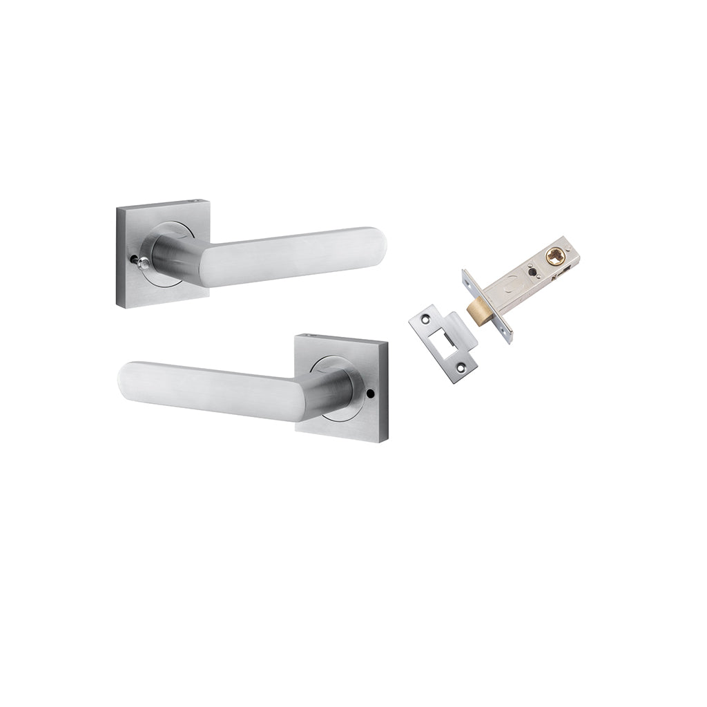Osaka Lever - Square Rose Brushed Chrome / Privacy / Inbuilt Privacy Kit