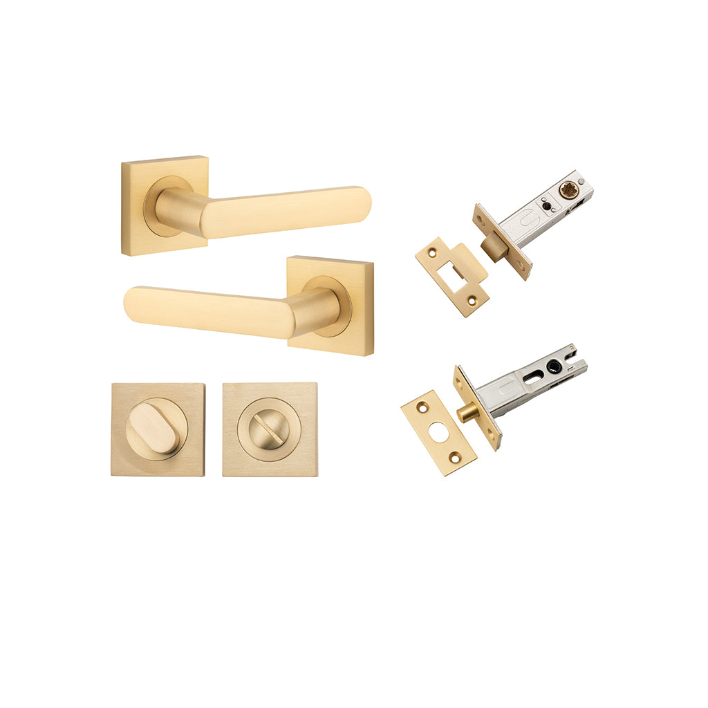 Osaka Lever - Square Rose Brushed Brass / Privacy / Separate Privacy Kit
