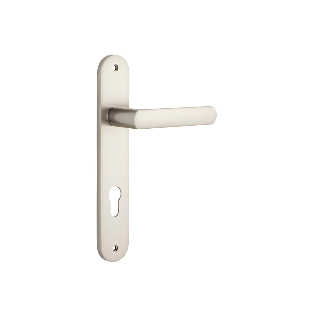 Osaka Lever - Oval Backplate Satin Nickel / Entrance / Lever Set Only