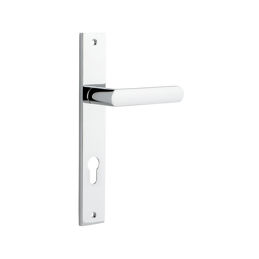 Osaka Lever - Rectangular Backplate Polished Chrome / Entrance / Lever Set Only