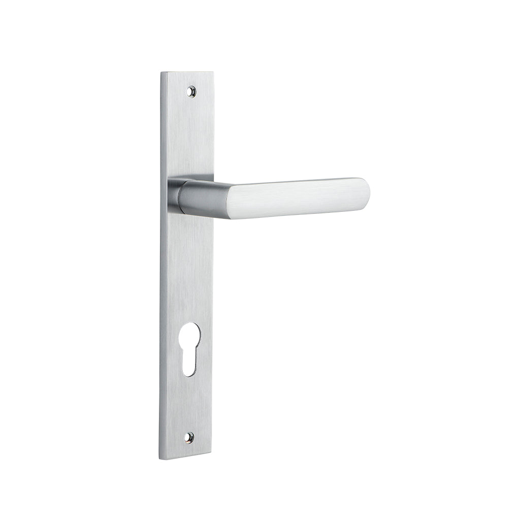 Osaka Lever - Rectangular Backplate Brushed Chrome / Entrance / Lever Set Only