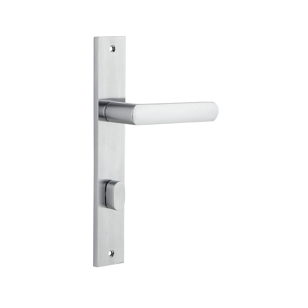 Osaka Lever - Rectangular Backplate Brushed Chrome / Privacy / Lever Set Only
