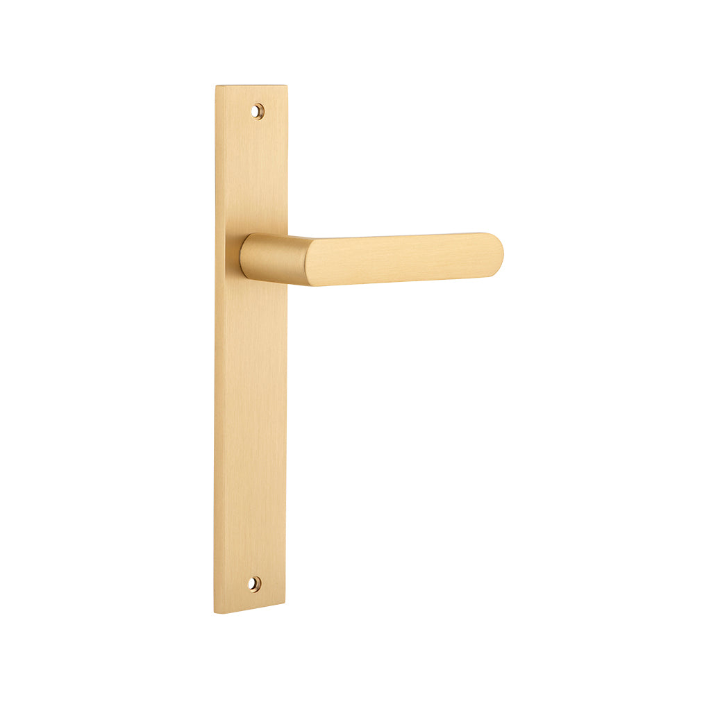 Osaka Lever - Rectangular Backplate Brushed Brass / Passage / Lever Set Only