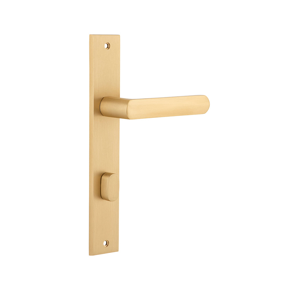 Osaka Lever - Rectangular Backplate Brushed Brass / Privacy / Lever Set Only