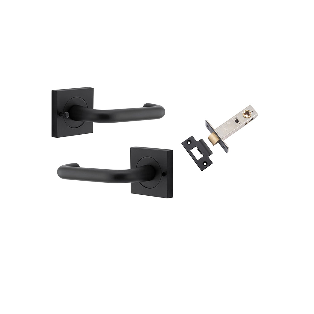 Oslo Lever - Square Rose Matt Black / Privacy / Inbuilt Privacy Kit