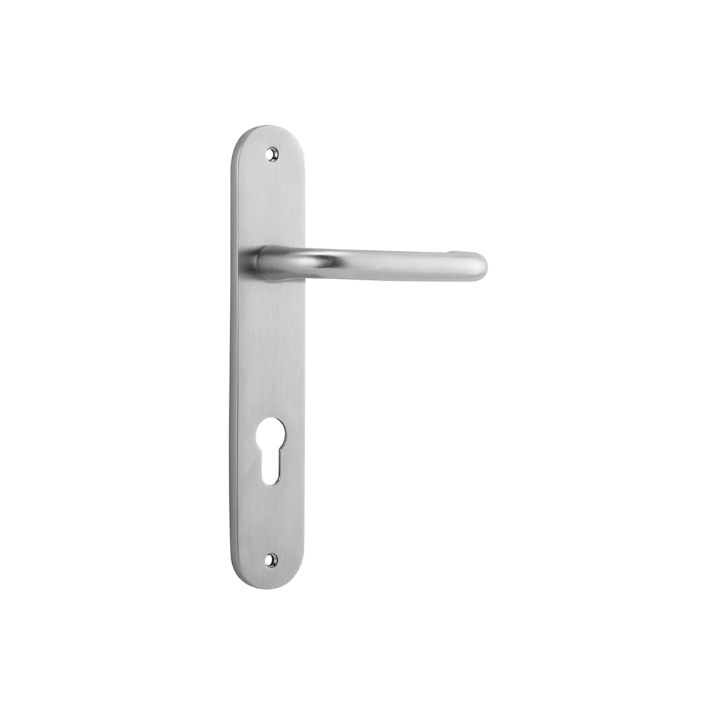 Oslo Lever - Oval Backplate Brushed Chrome / Entrance / Lever Set Only