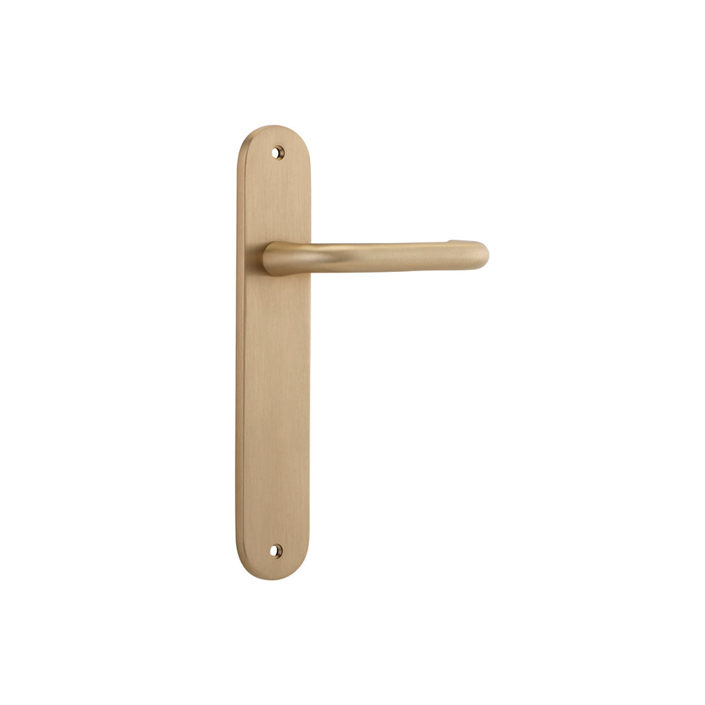 Oslo Lever - Oval Backplate Brushed Brass / Passage / Lever Set Only