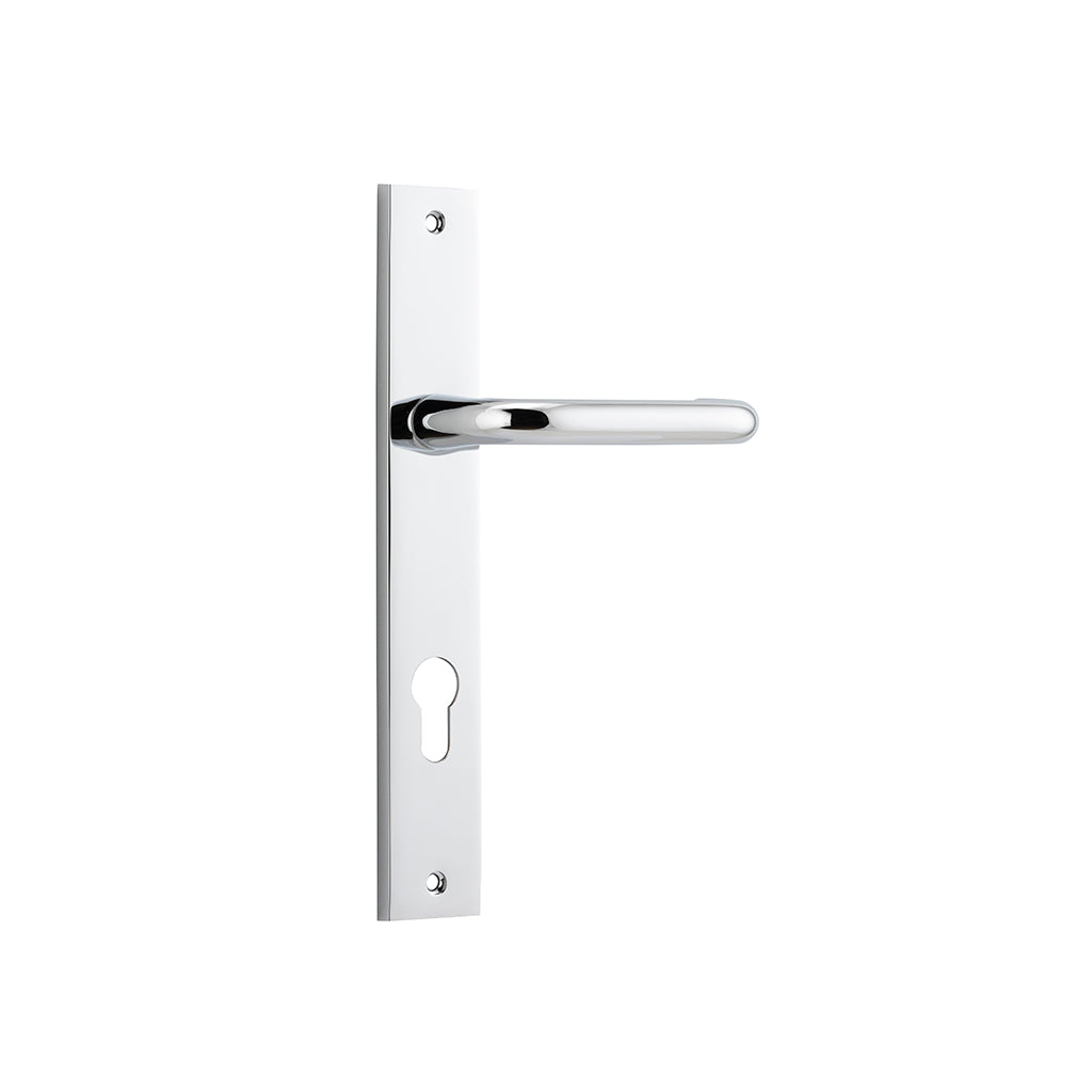 Oslo Lever - Rectangular Backplate Polished Chrome / Entrance / Lever Set Only