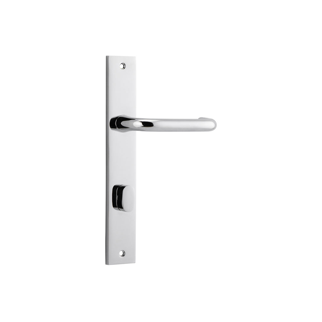 Oslo Lever - Rectangular Backplate Polished Chrome / Privacy / Lever Set Only