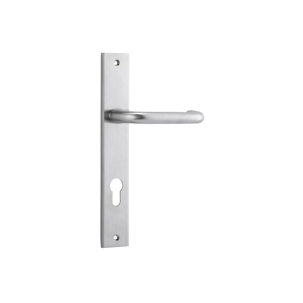 Oslo Lever - Rectangular Backplate Brushed Chrome / Entrance / Lever Set Only