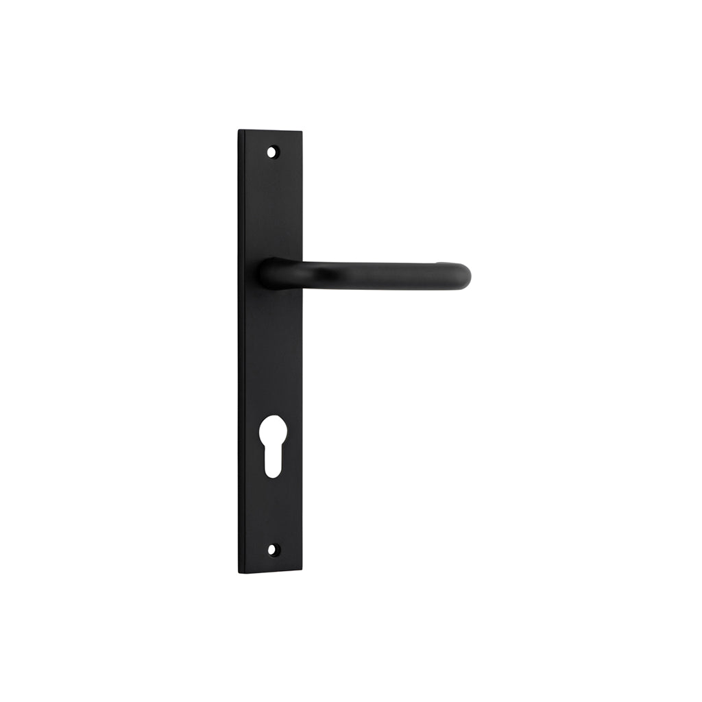 Oslo Lever - Rectangular Backplate Matt Black / Entrance / Lever Set Only
