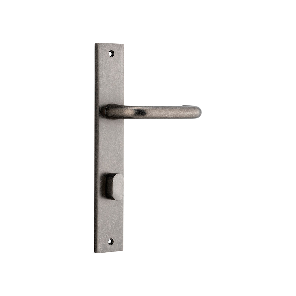 Oslo Lever - Rectangular Backplate Distressed Nickel / Privacy / Lever Set Only