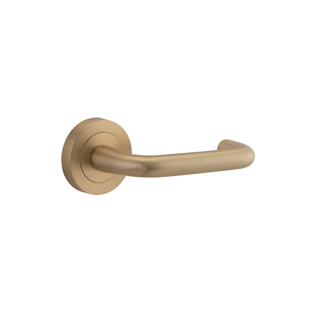 Oslo Lever - Round Rose Brushed Brass / Passage / Lever Set Only