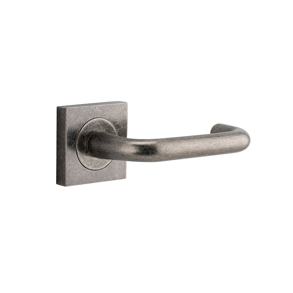 Oslo Lever - Square Rose Distressed Nickel / Passage / Lever Set Only