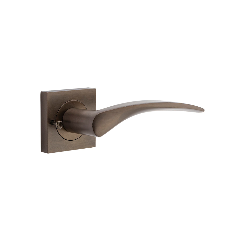 Oxford Lever - Square Rose Signature Brass / Passage / Lever Set Only