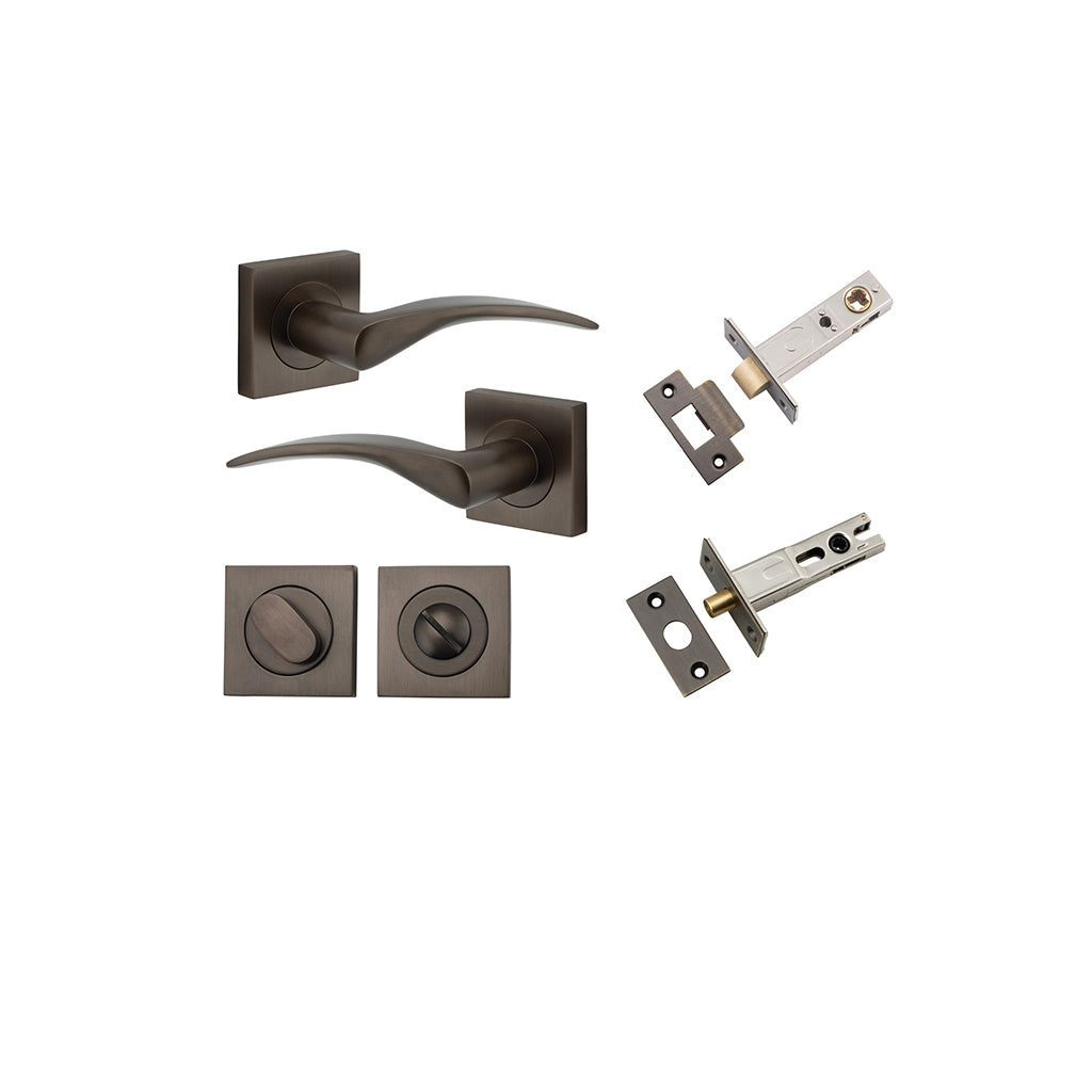 Oxford Lever - Square Rose Signature Brass / Privacy / Separate Privacy Kit