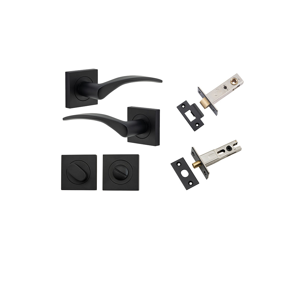 Oxford Lever - Square Rose Matt Black / Privacy / Separate Privacy Kit