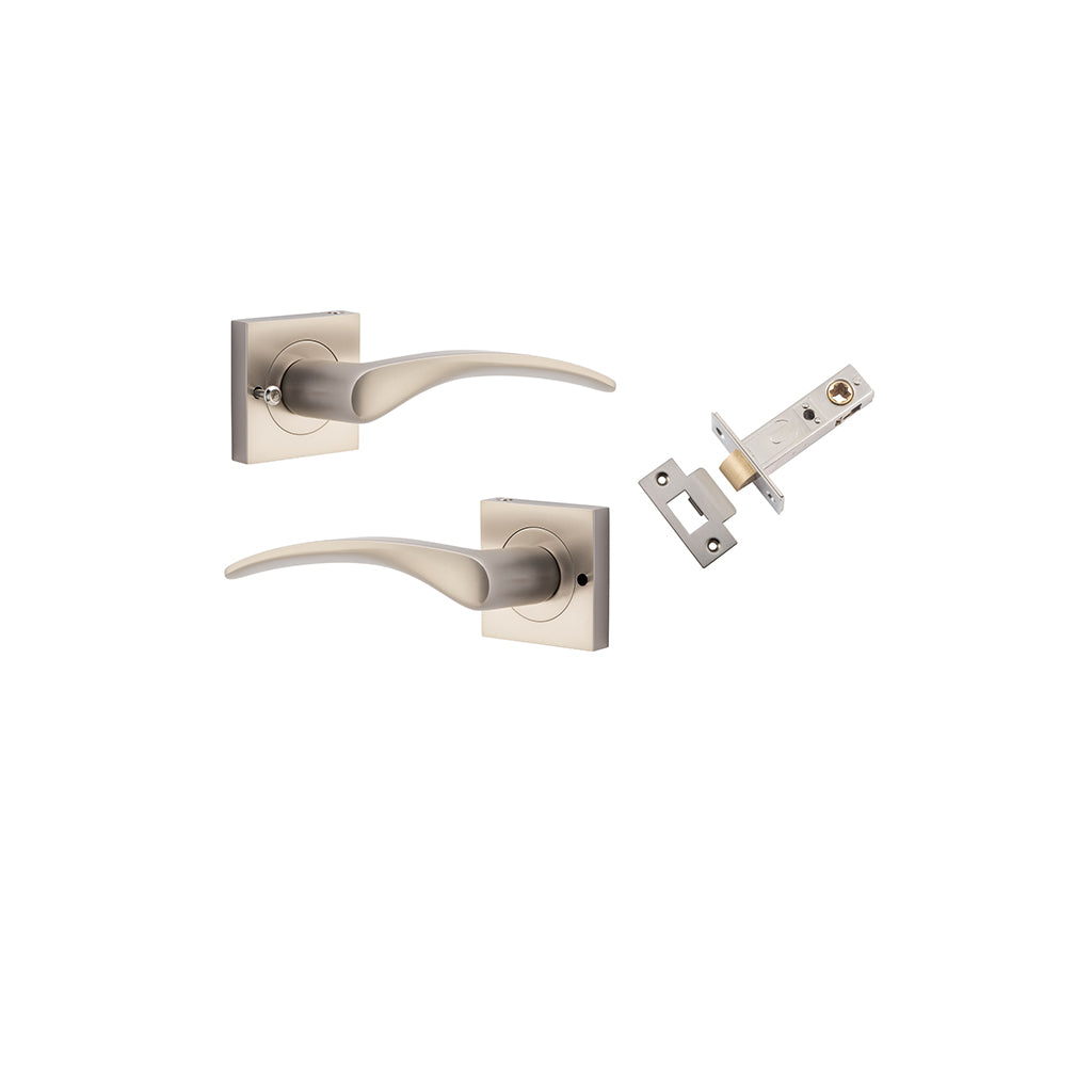 Oxford Lever - Square Rose Satin Nickel / Privacy / Inbuilt Privacy Kit