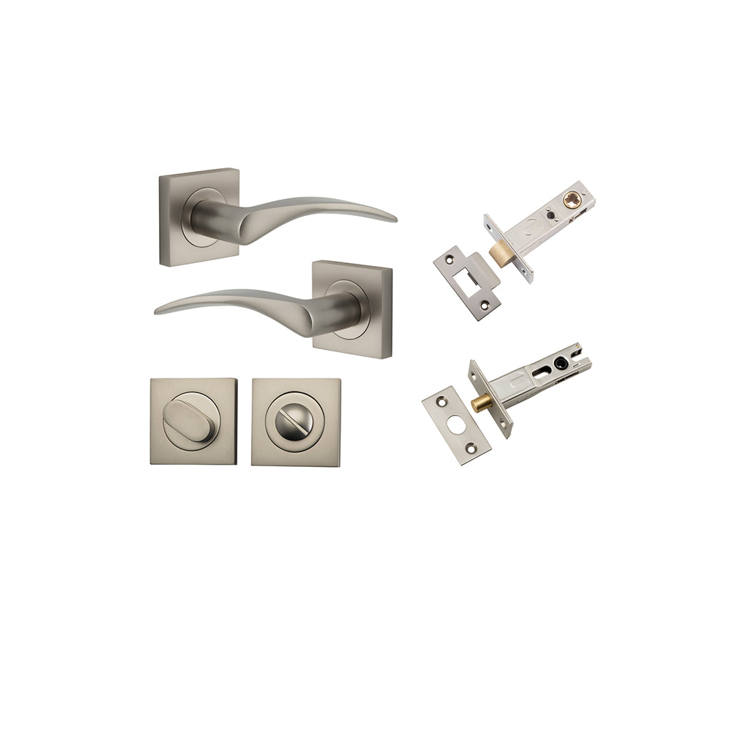 Oxford Lever - Square Rose Satin Nickel / Privacy / Separate Privacy Kit