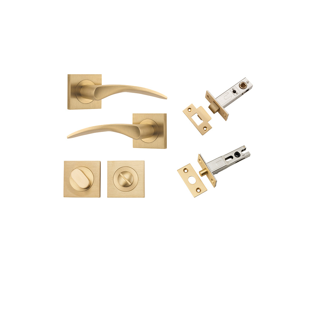 Oxford Lever - Square Rose Brushed Brass / Privacy / Separate Privacy Kit
