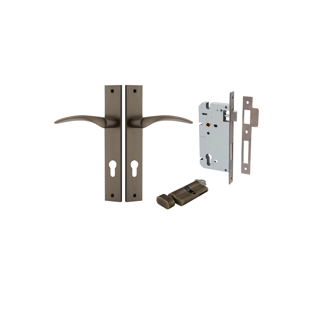 Oxford Lever - Rectangular Backplate Signature Brass / Entrance / Entrance Kit (Key-Thumb)