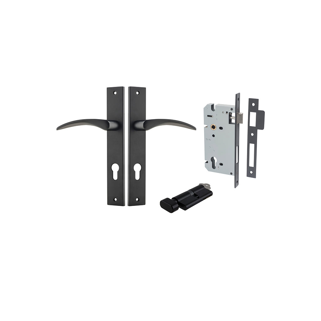 Oxford Lever - Rectangular Backplate Matt Black / Entrance / Entrance Kit (Key-Thumb)