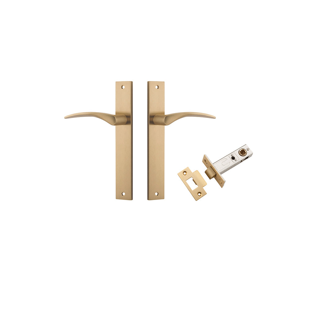 Oxford Lever - Rectangular Backplate Brushed Brass / Passage / Passage Kit