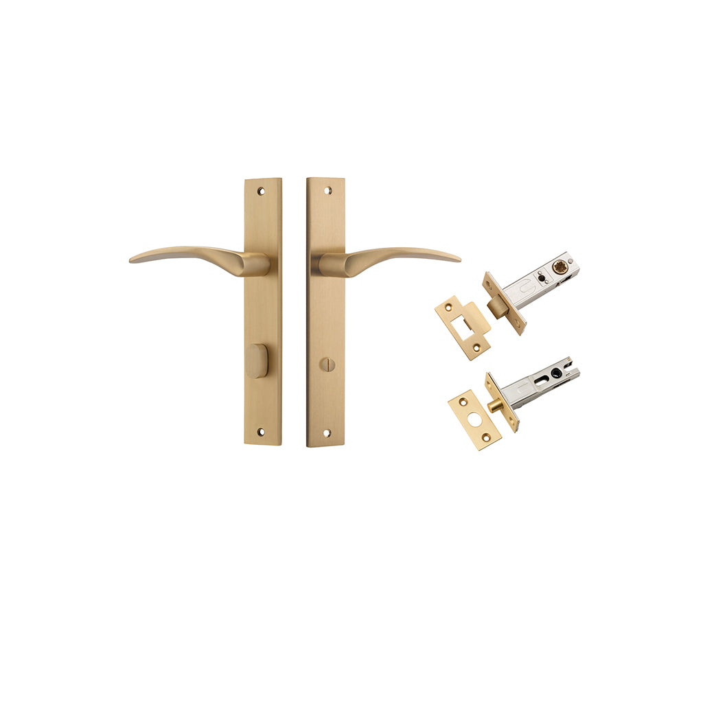 Oxford Lever - Rectangular Backplate Brushed Brass / Privacy / Separate Privacy Kit