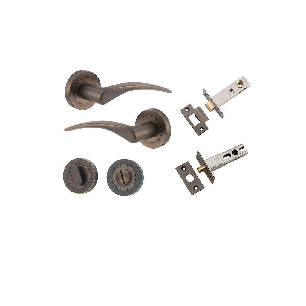 Oxford Lever - Round Rose Signature Brass / Privacy / Separate Privacy Kit