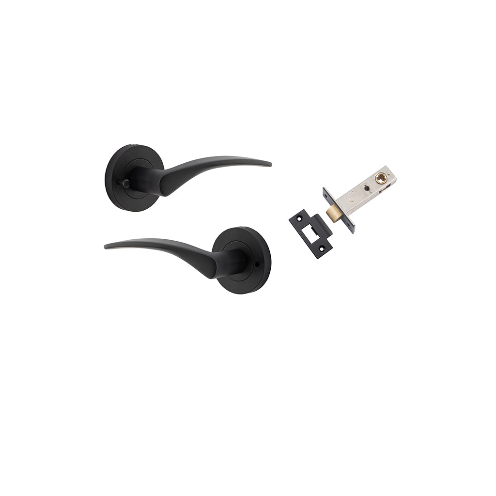 Oxford Lever - Round Rose Matt Black / Privacy / Inbuilt Privacy Kit