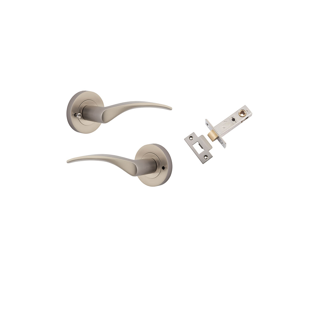 Oxford Lever - Round Rose Satin Nickel / Privacy / Inbuilt Privacy Kit